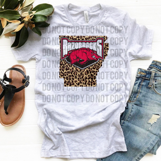 Arkansas Razorback Hogs w/ Leopard - Ash Grey