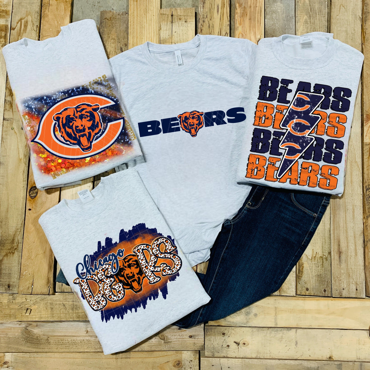 Chi Town Bears w/ Leopard & Orange / Blue Background
