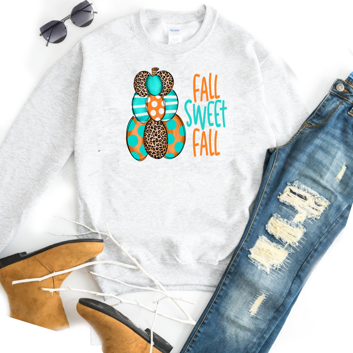 Fall Sweet Fall - Teal Burnt Orange & Leopard Pumpkins