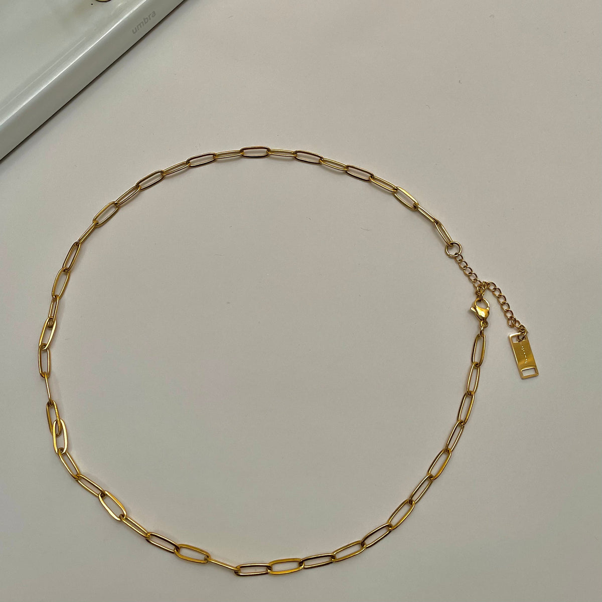 Paperclip Chain Necklace-Gold
