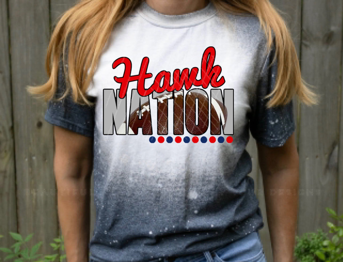 Hawk Nation w/ Red & Blue & Real Football - 10 Color Options