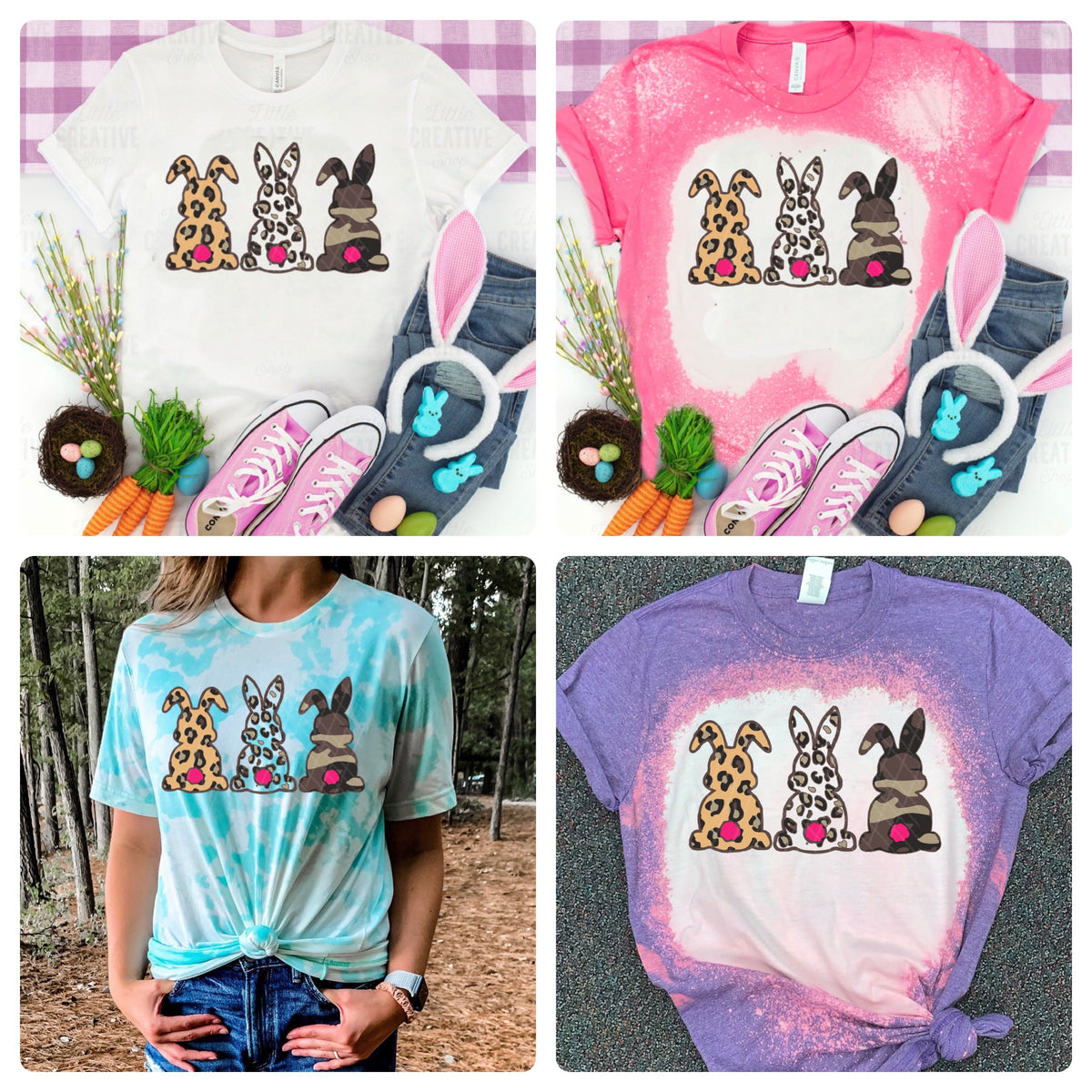 3 Bunny w/ Leopard & Camo Print