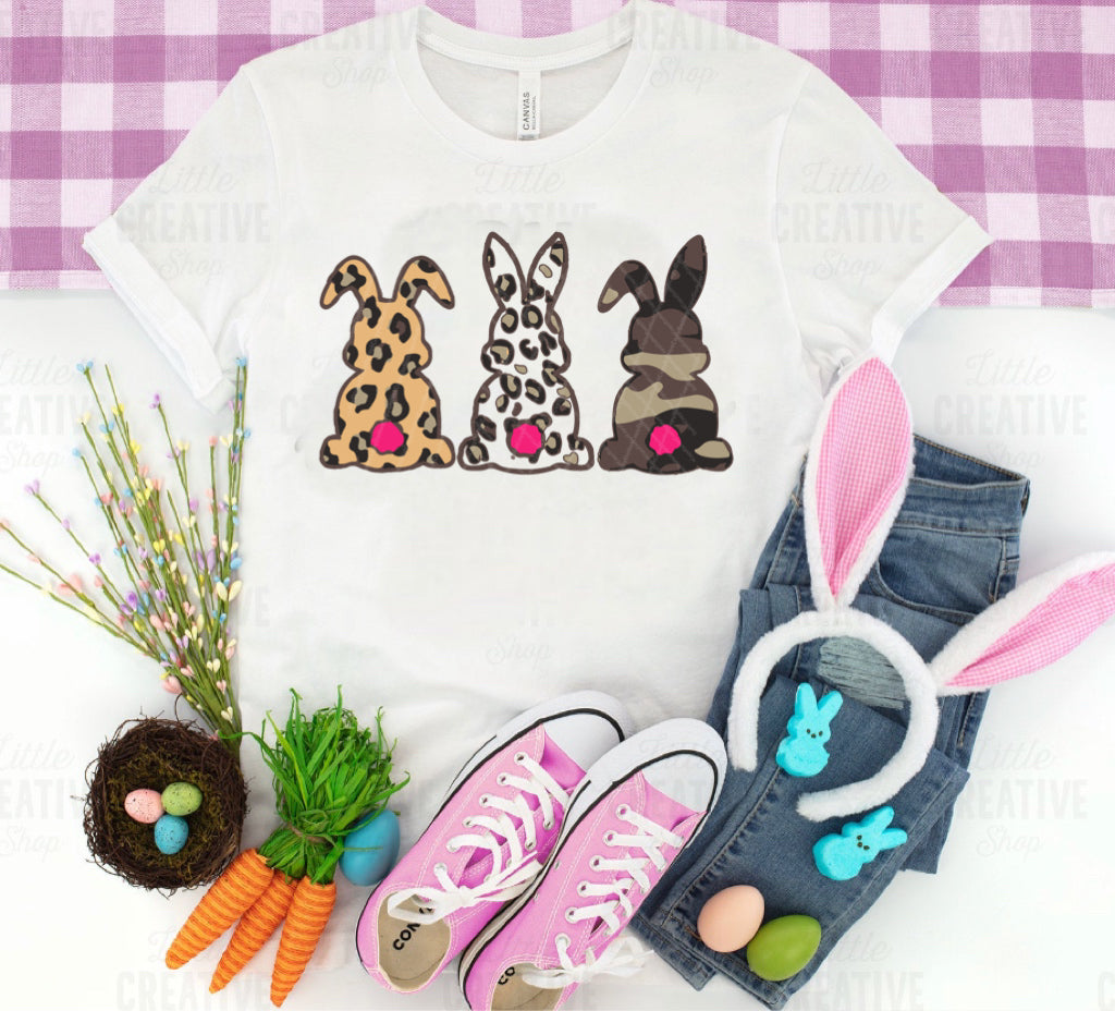 3 Bunny w/ Leopard & Camo Print