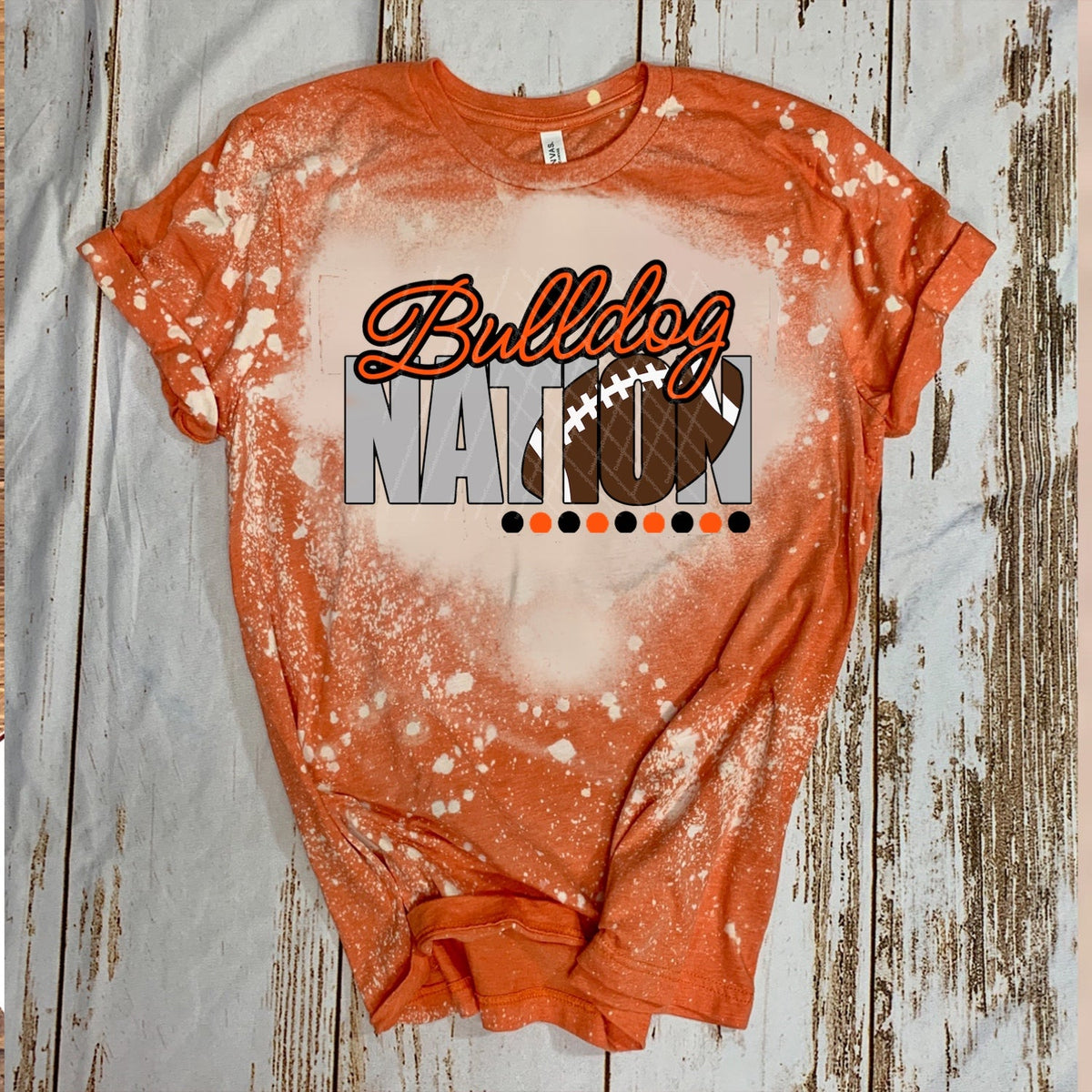 Bulldog Nation w/ Football - Orange & Black Text - 15 Color Options