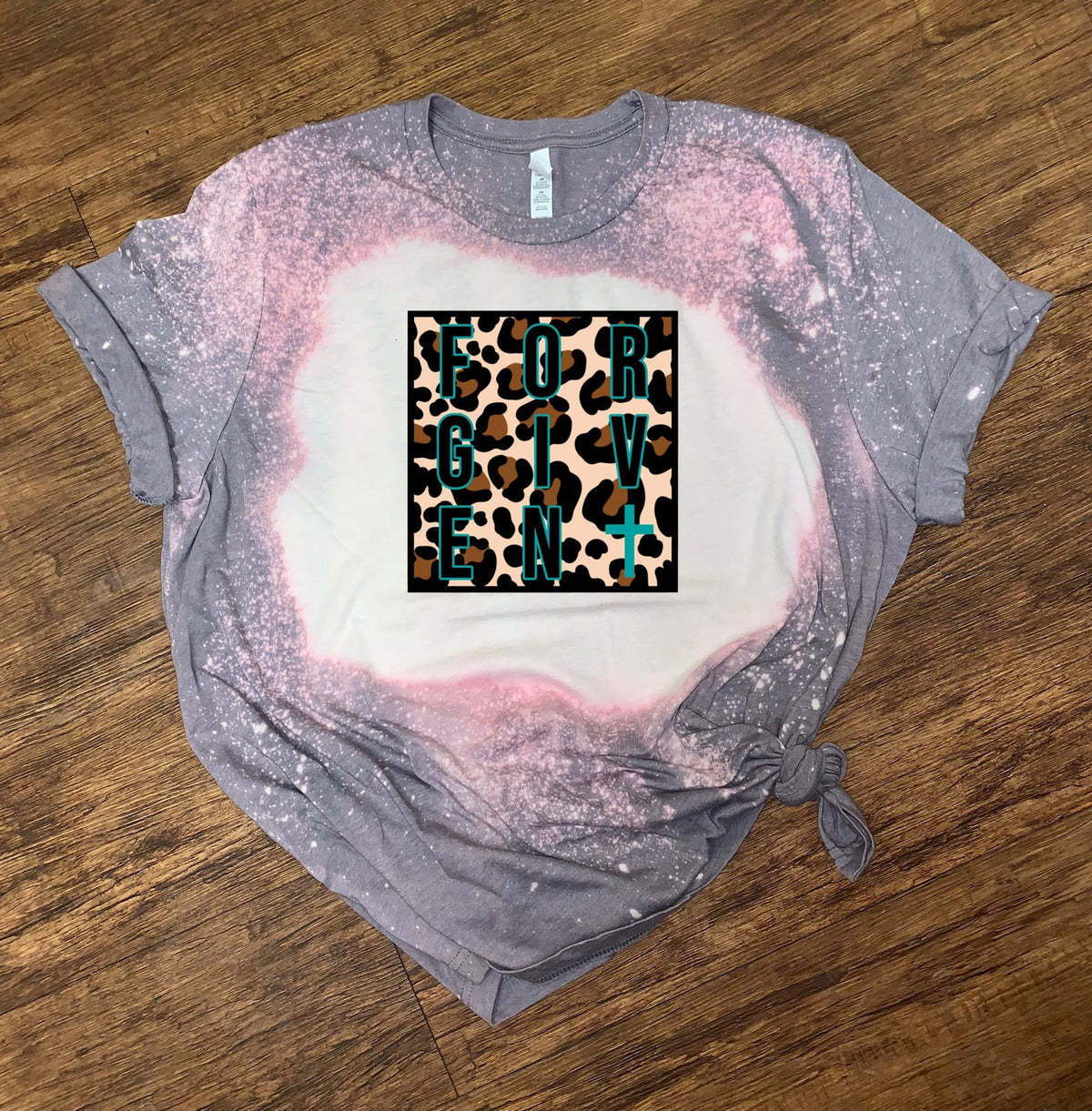 FORGIVEN w/ Teal Cross & Leopard Print - T-Shirt / Sweatshirt Unisex Sizing