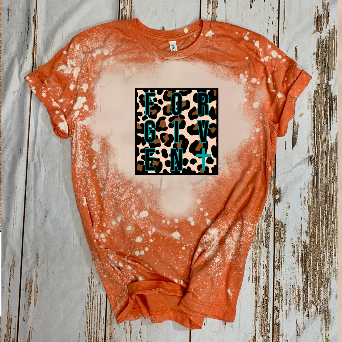 FORGIVEN w/ Teal Cross & Leopard Print - T-Shirt / Sweatshirt Unisex Sizing