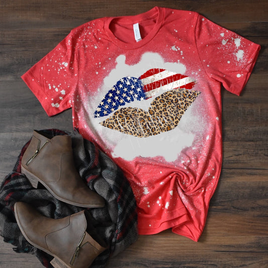 American Flag / Leopard Print Lips