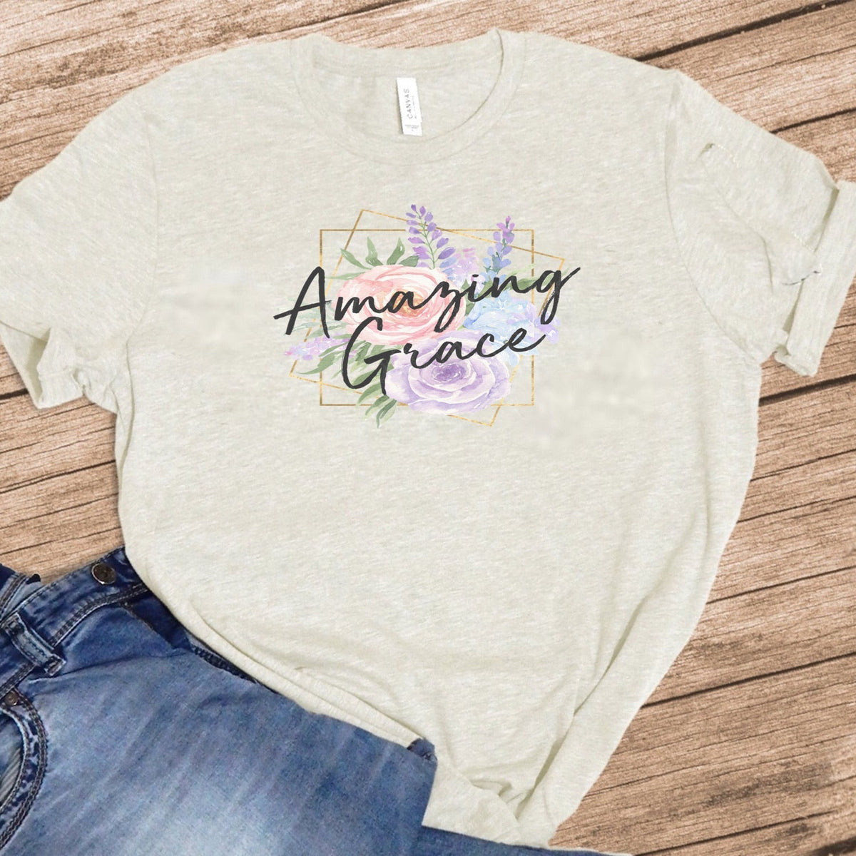 Amazing Grace w/ Floral Background