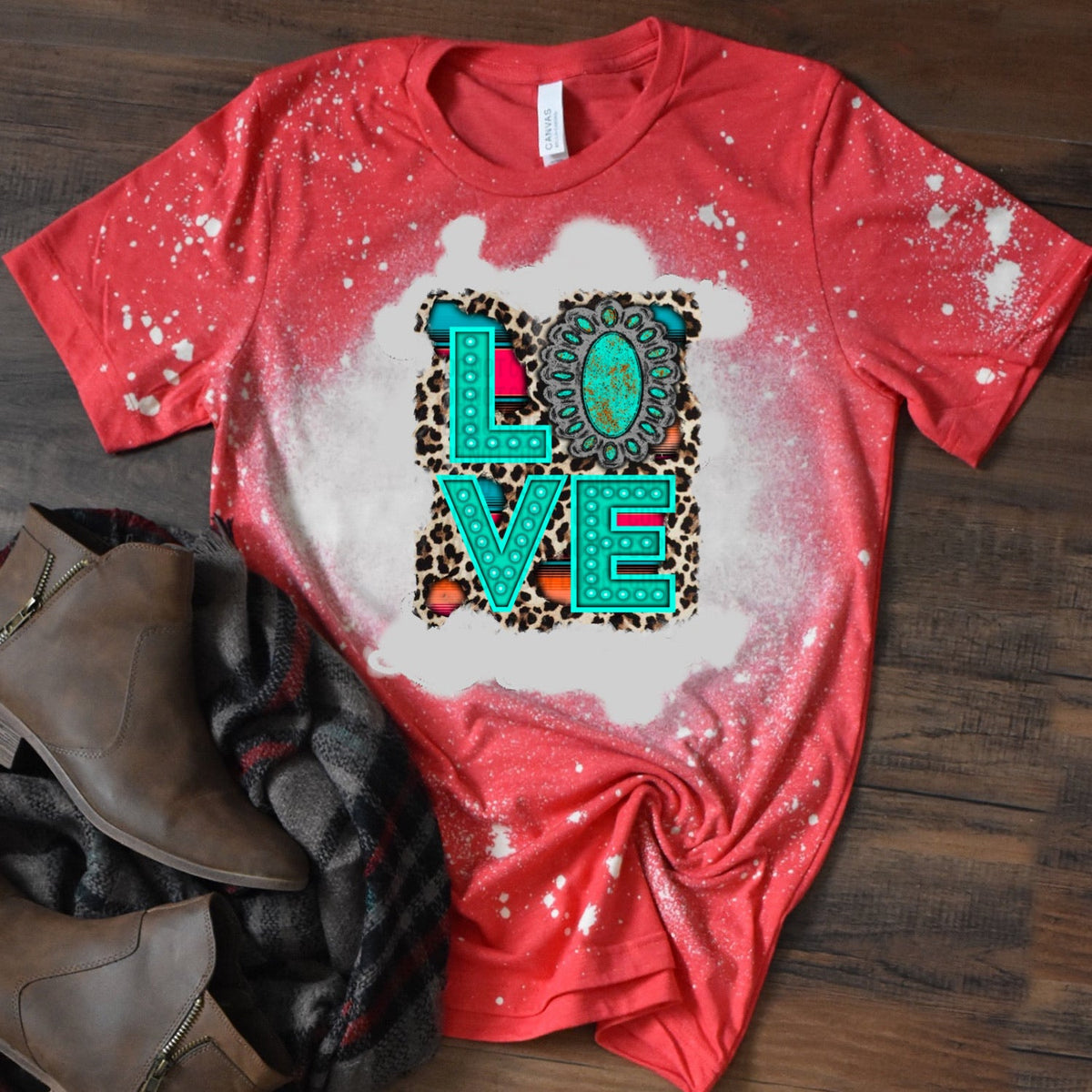 Love w/ Turquoise Leopard & Serape Background
