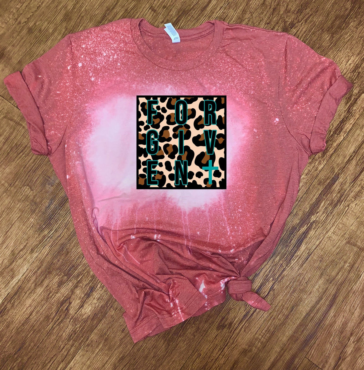 FORGIVEN w/ Teal Cross & Leopard Print - T-Shirt / Sweatshirt Unisex Sizing