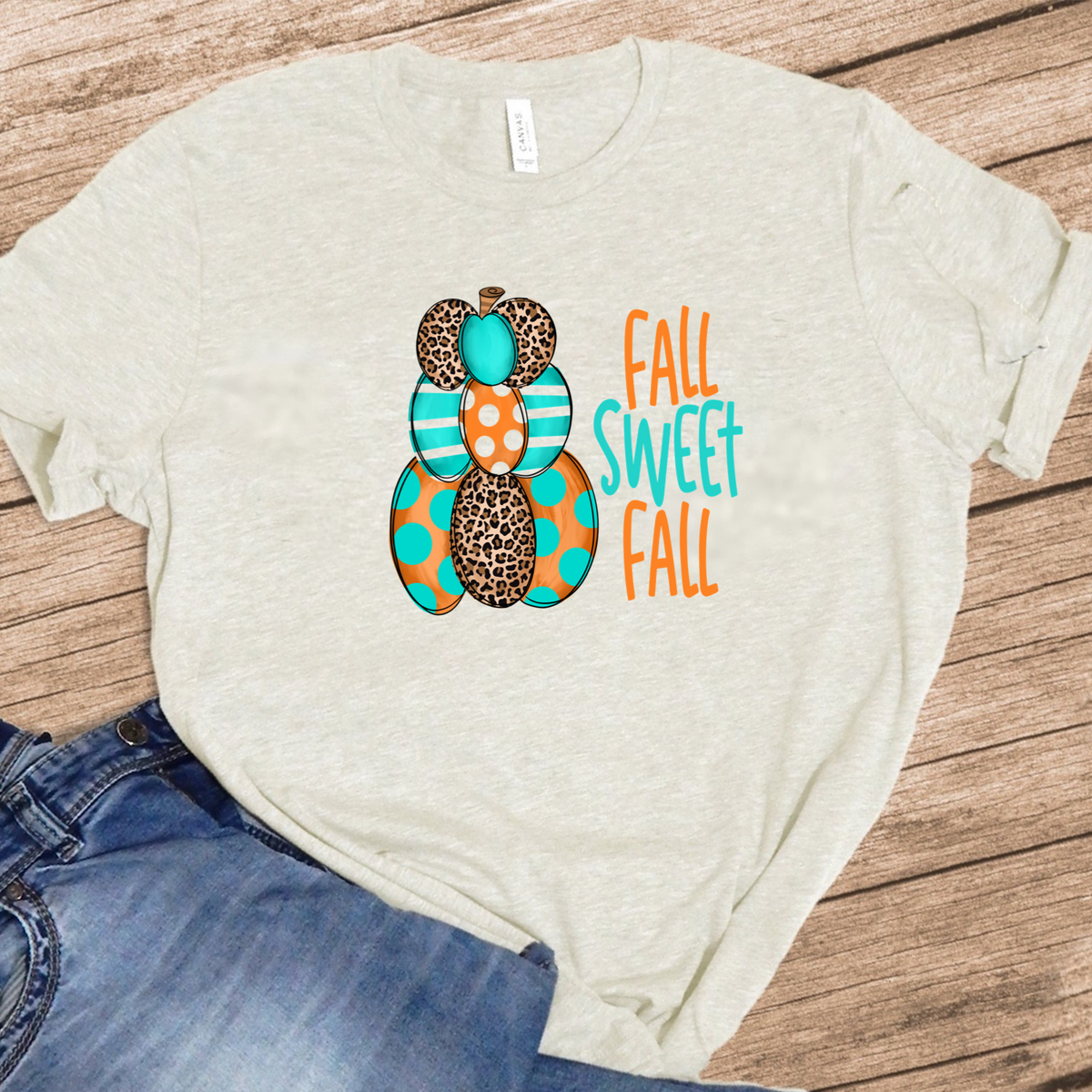 Fall Sweet Fall - Teal Burnt Orange & Leopard Pumpkins