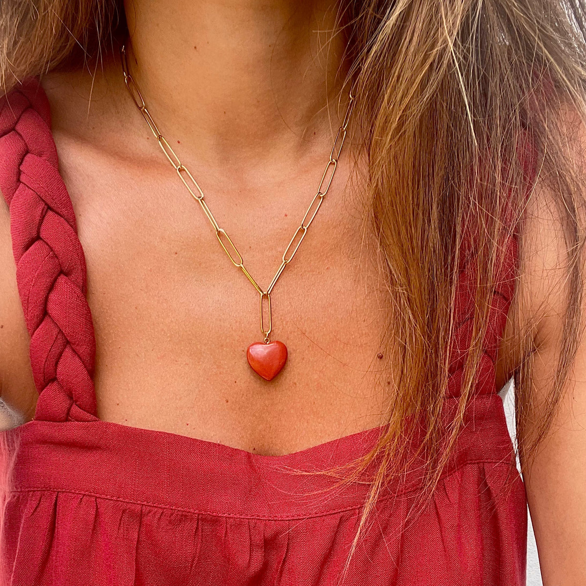 Kendall Gemstone Heart Chain Necklace