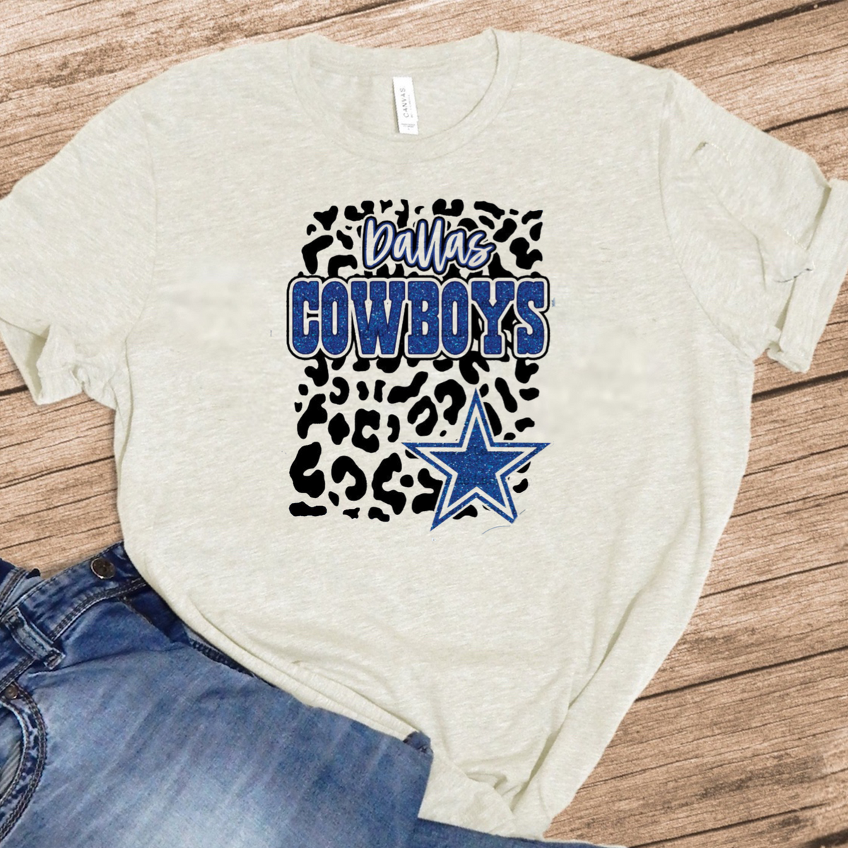 Cowboys w/ Black Leopard & Glitter Star WITH DALLAS