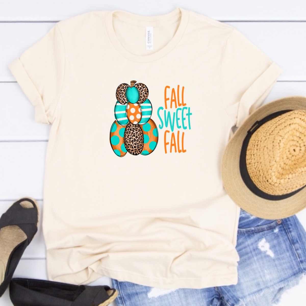 Fall Sweet Fall - Teal Burnt Orange & Leopard Pumpkins