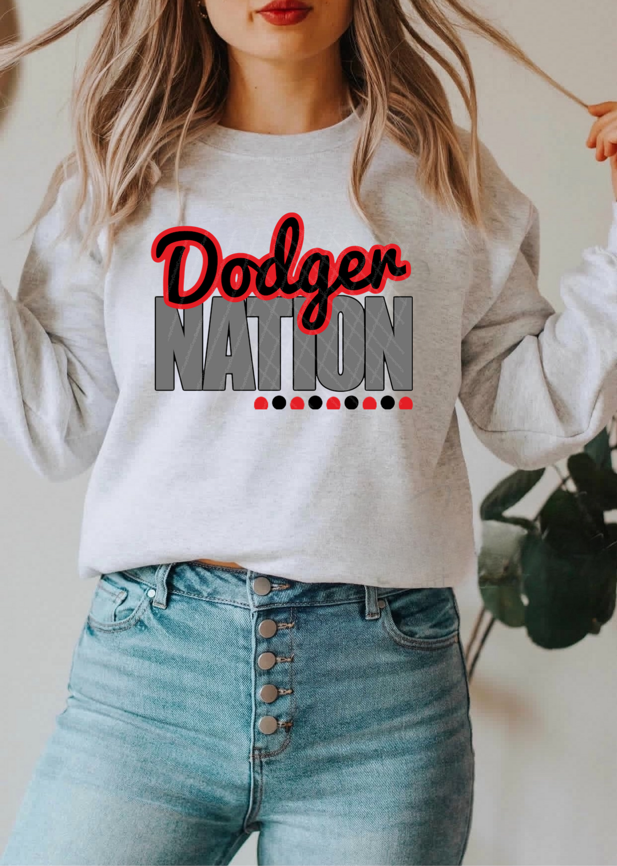 Dodger Nation w/ NO SPORT - Red & Black Text - 13 Color Options