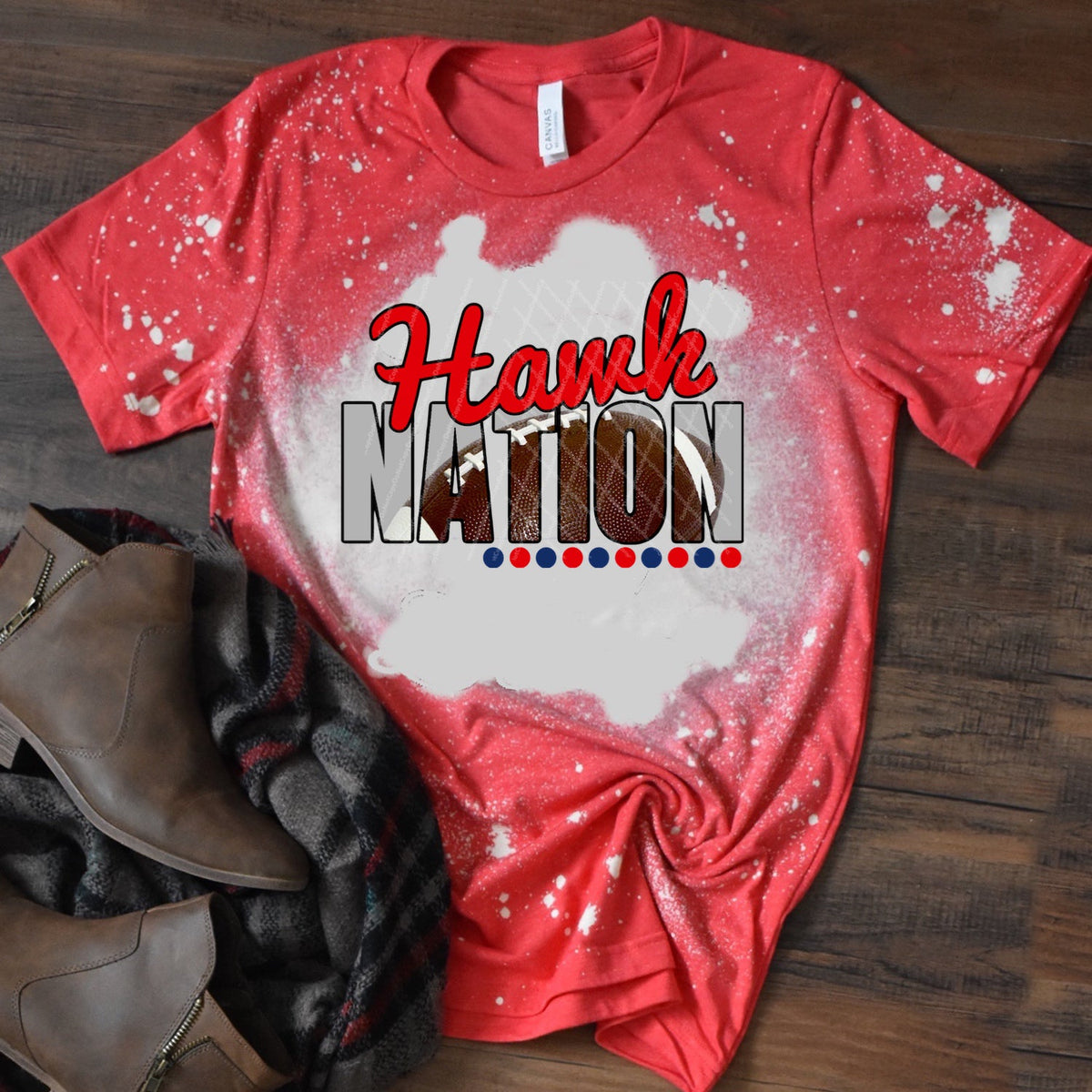 Hawk Nation w/ Red & Blue & Real Football - 10 Color Options