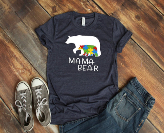 Autism - MAMA Bear - White Ink