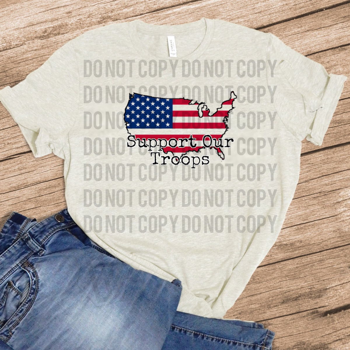 Support Our Troops w/ Red White Blue
