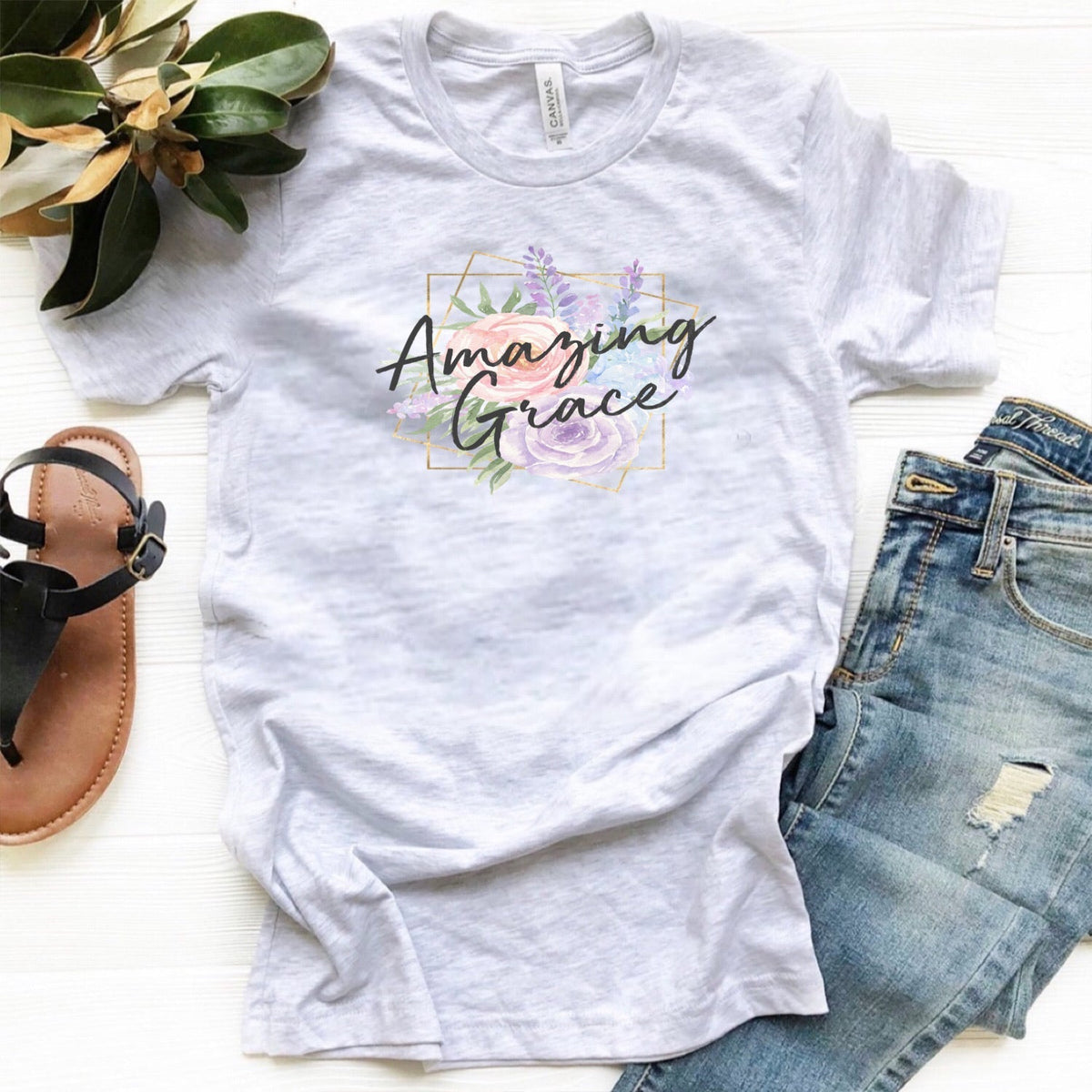 Amazing Grace w/ Floral Background