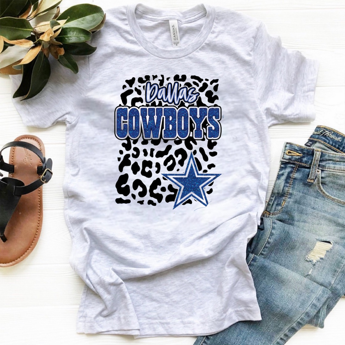 Cowboys w/ Black Leopard & Glitter Star WITH DALLAS