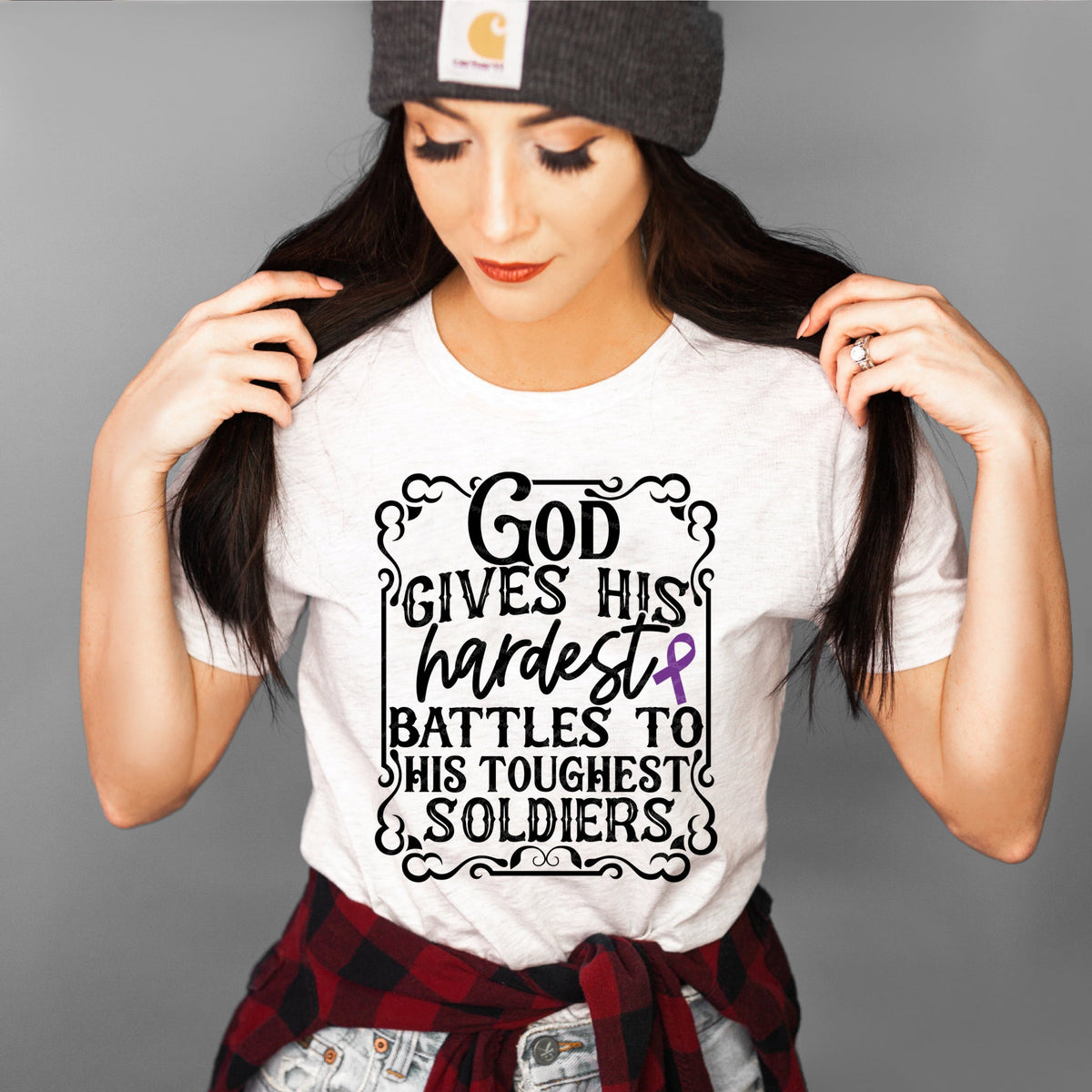 God Gives His Hardest Battles To His Toughest Soldiers w/ Ribbon