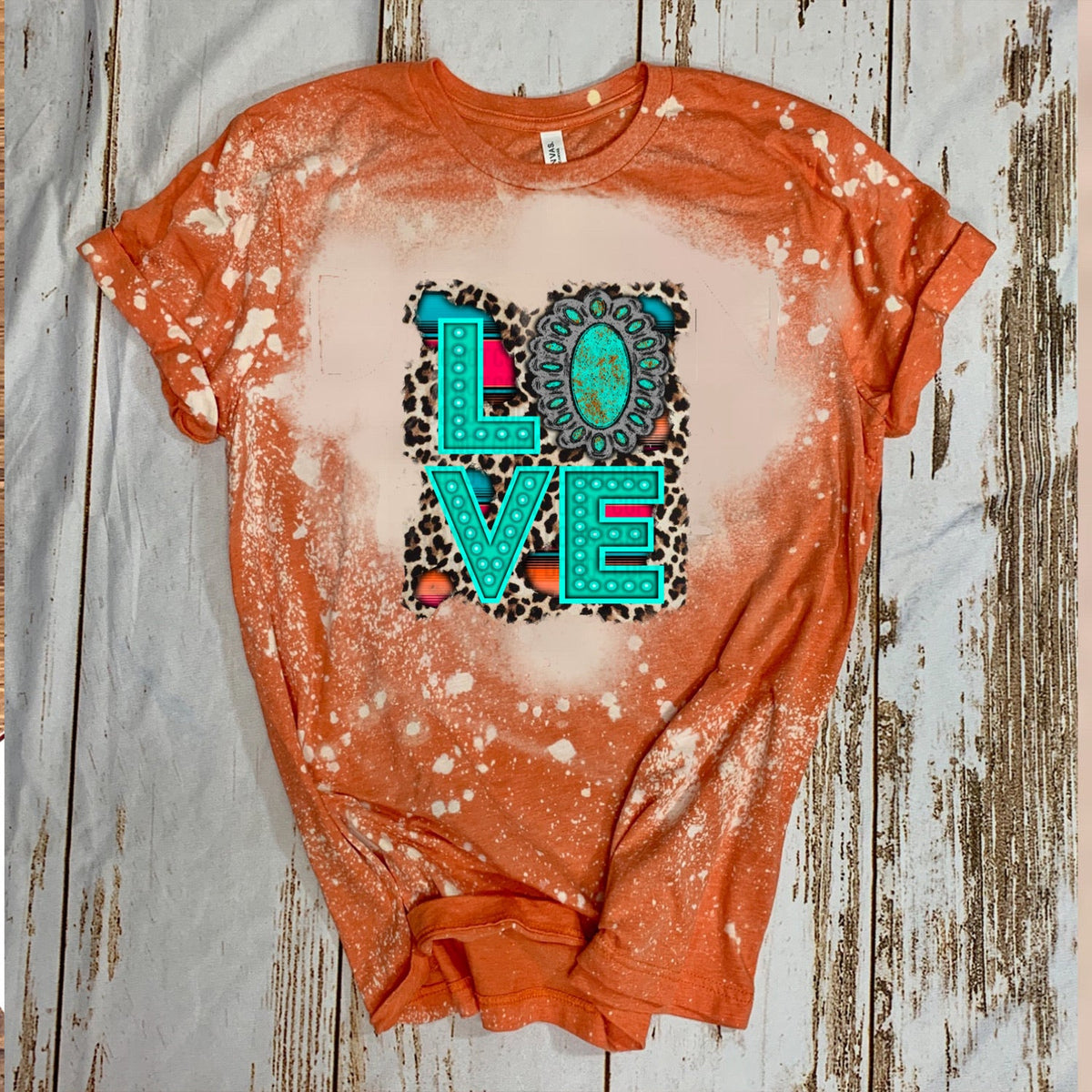 Love w/ Turquoise Leopard & Serape Background