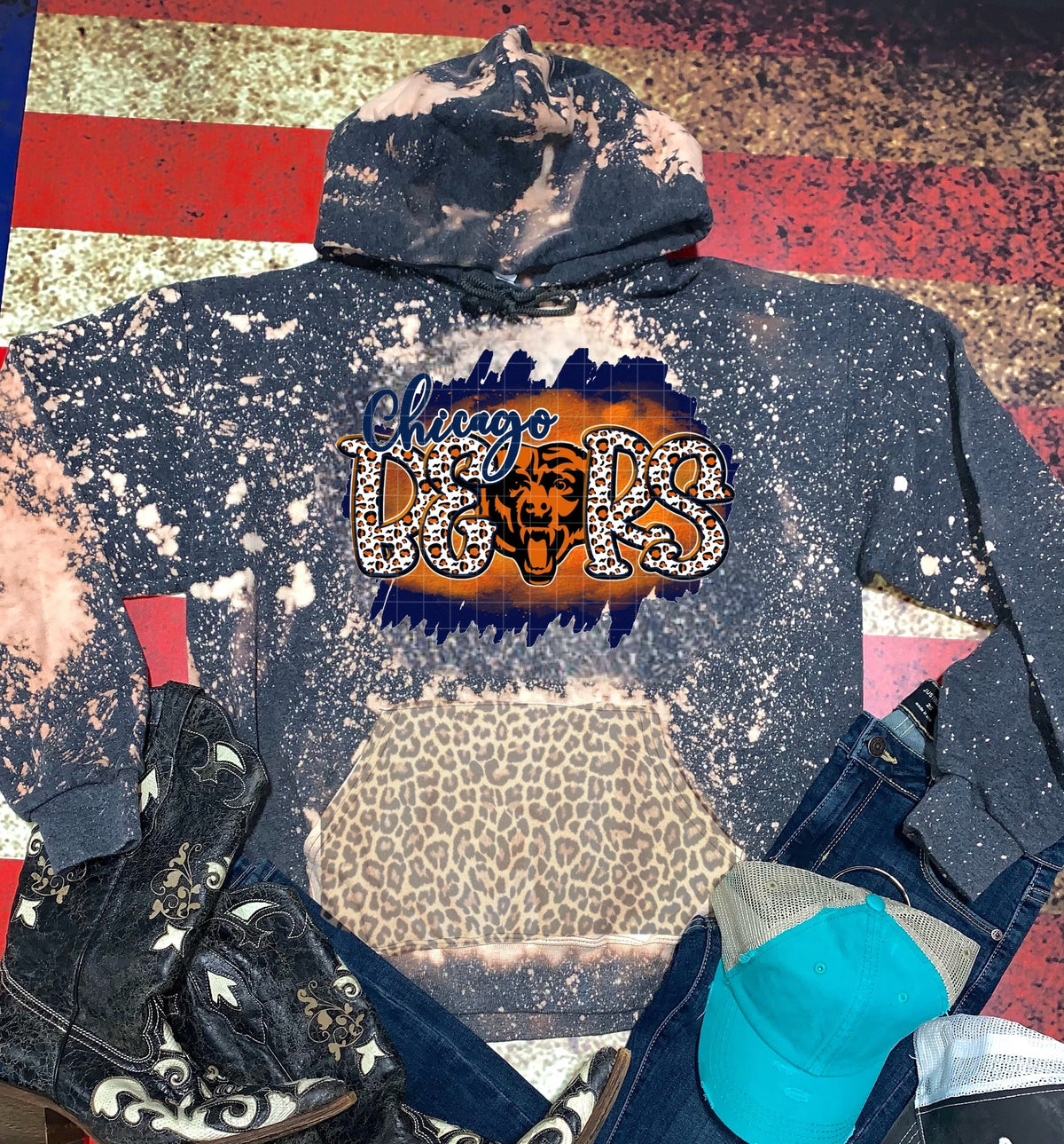 Chi Town Bears w/ Leopard & Orange / Blue Background