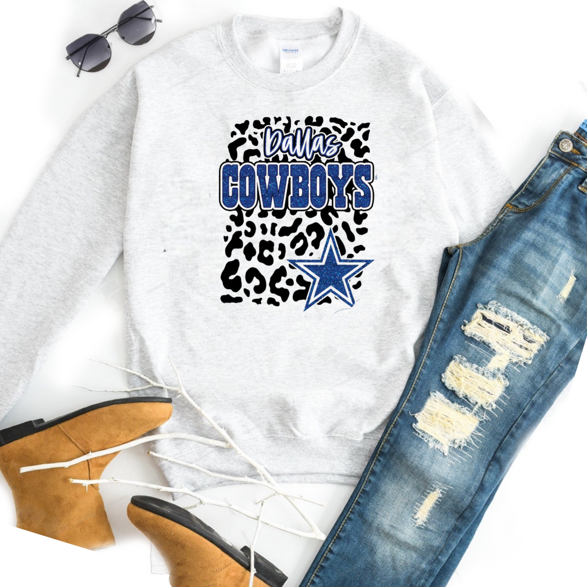 Cowboys w/ Black Leopard & Glitter Star WITH DALLAS