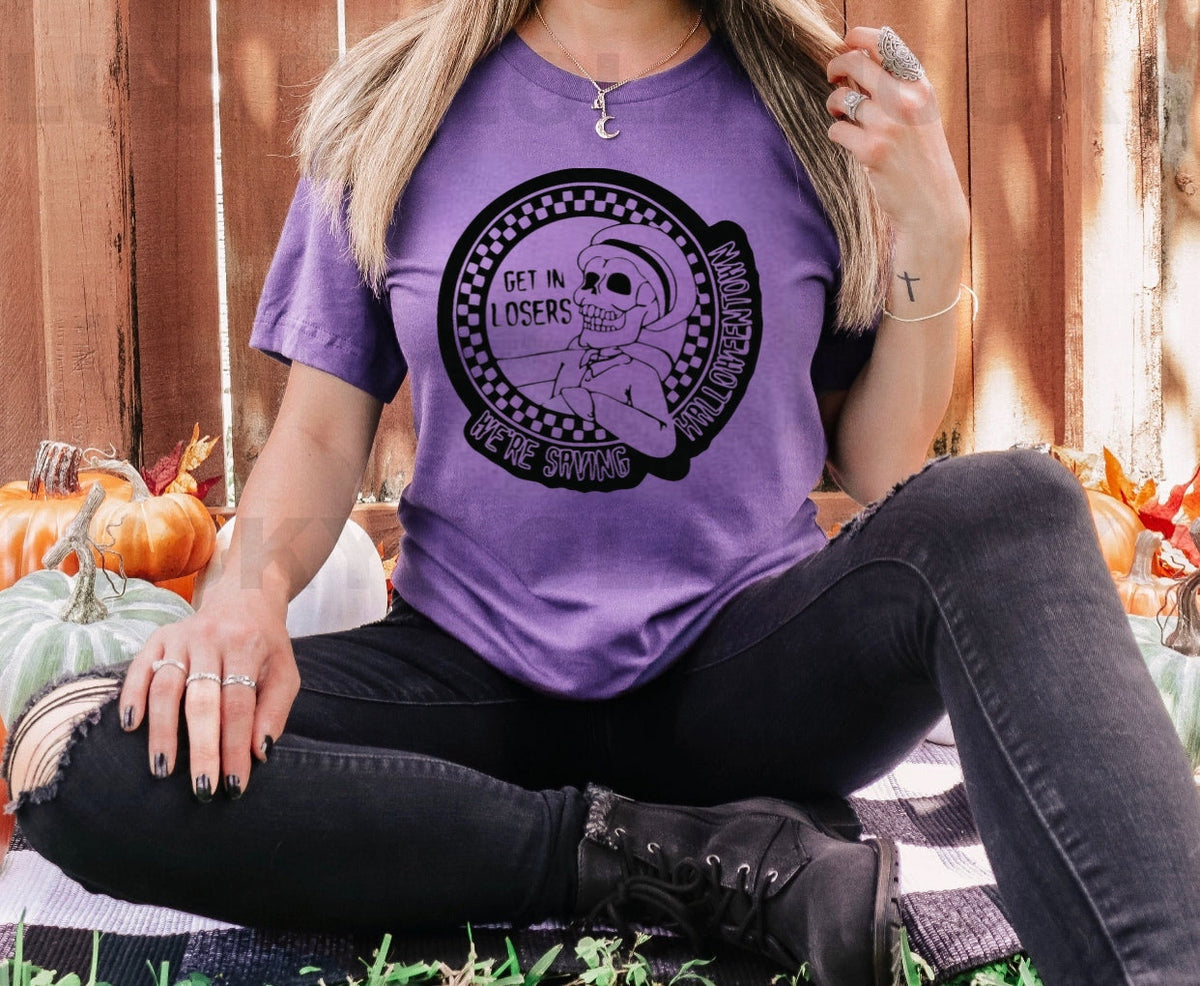 Get In Losers We're Saving Halloweentown (Full Front) - Black Ink