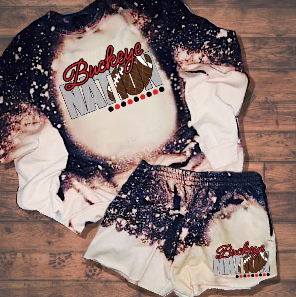 Buckeye Nation w/ Football - Red & Black Text - 14 Color Options
