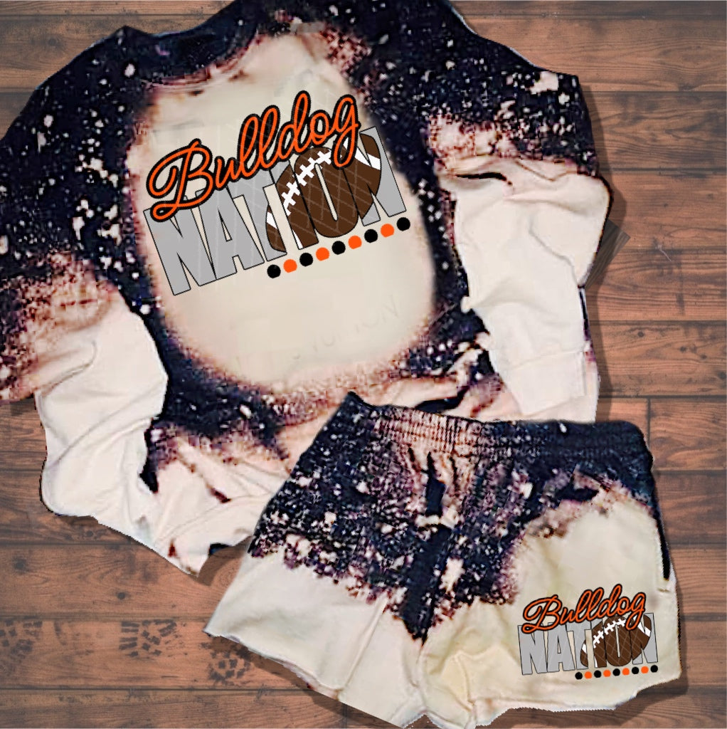 Bulldog Nation w/ Football - Orange & Black Text - 15 Color Options