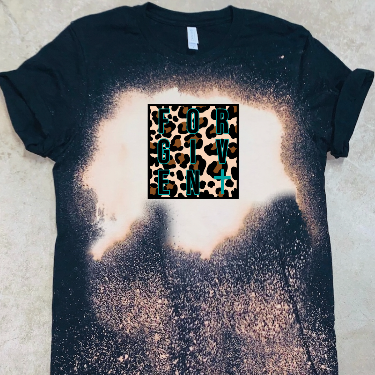 FORGIVEN w/ Teal Cross & Leopard Print - T-Shirt / Sweatshirt Unisex Sizing