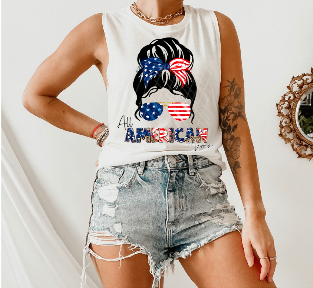 All American Mama w/ Mom Bun