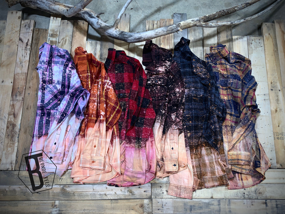 Drip Splatter/ Bottom / Sleeves - Acid Wash Flannel