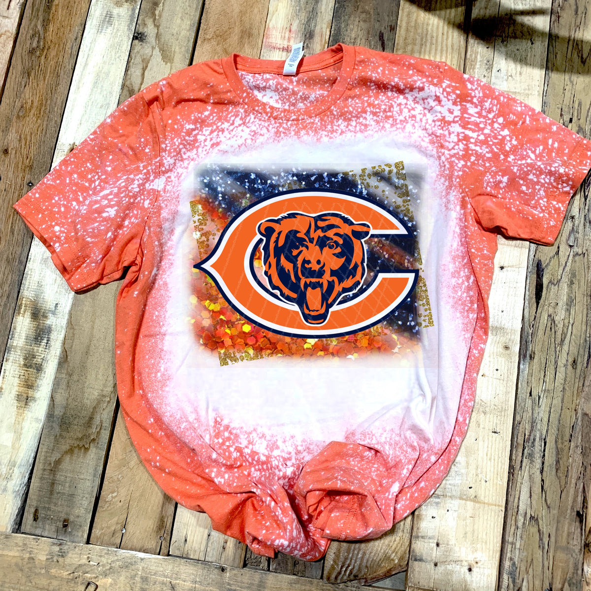 Bear - Chicago w/ Glitter Print Blue & Orange & Large C