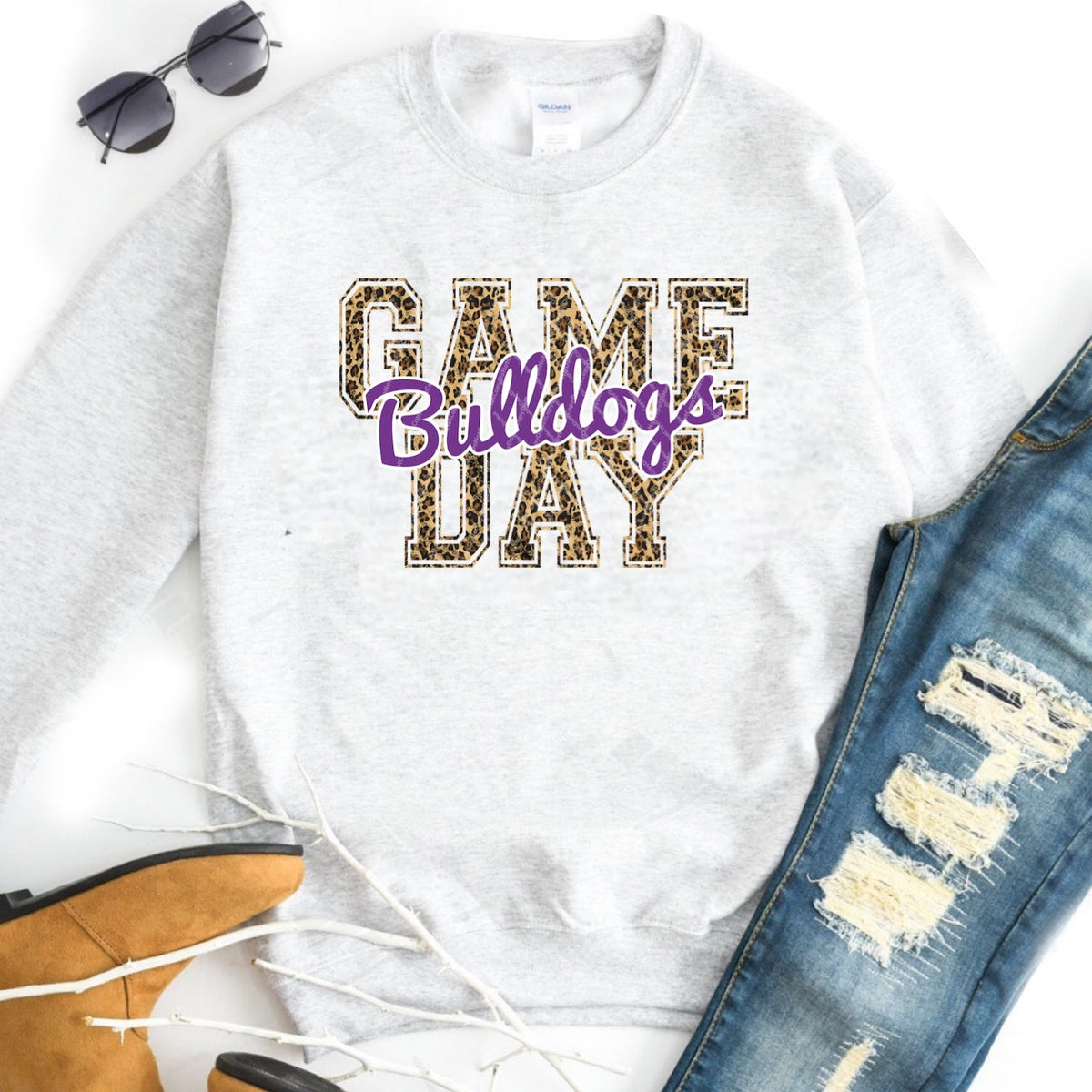 Bulldogs Game Day w/ Purple & Leopard Print - 12 Color Options