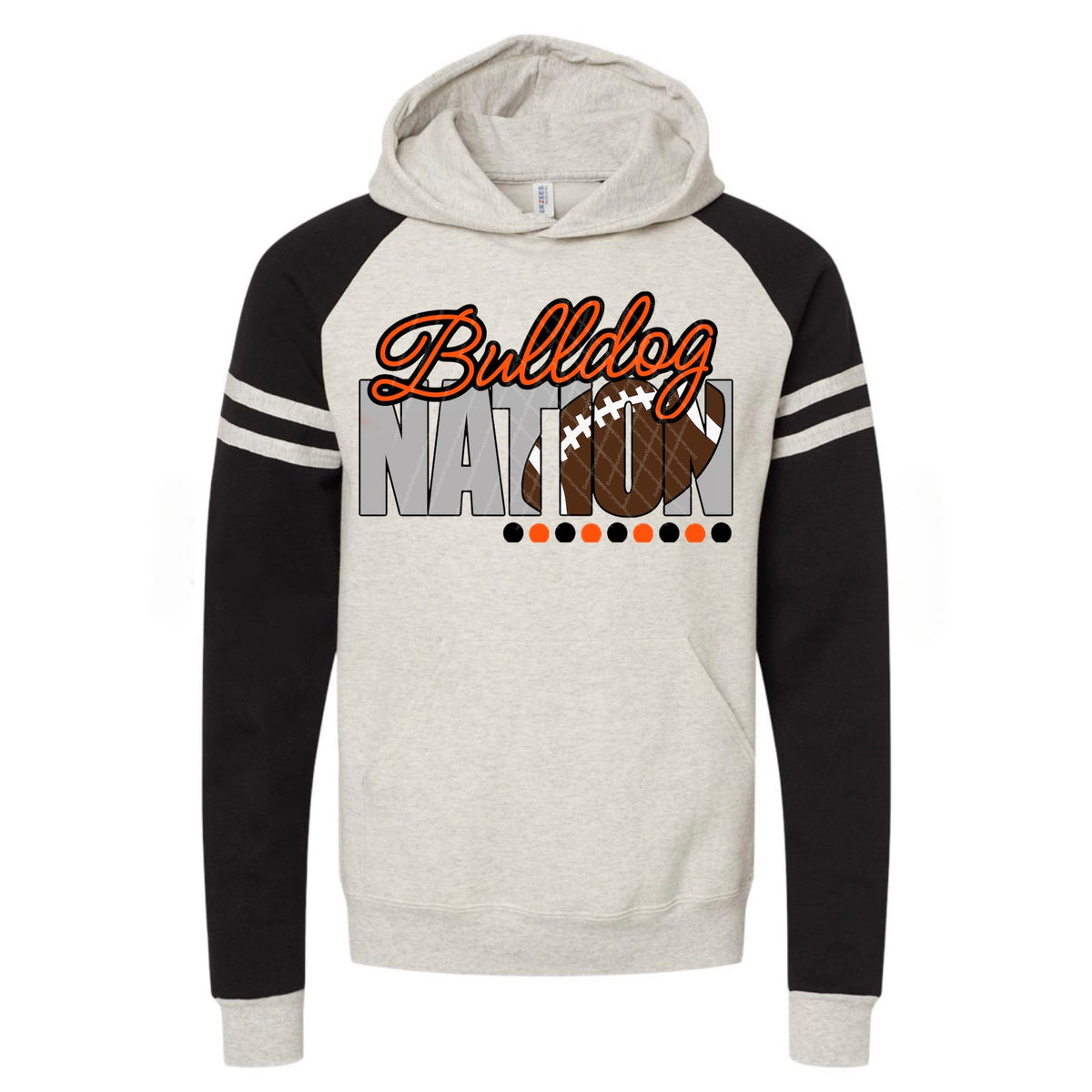 Bulldog Nation w/ Football - Orange & Black Text - 15 Color Options