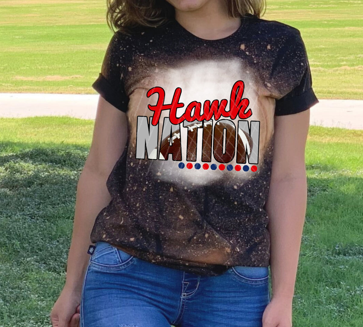 Hawk Nation w/ Red & Blue & Real Football - 10 Color Options