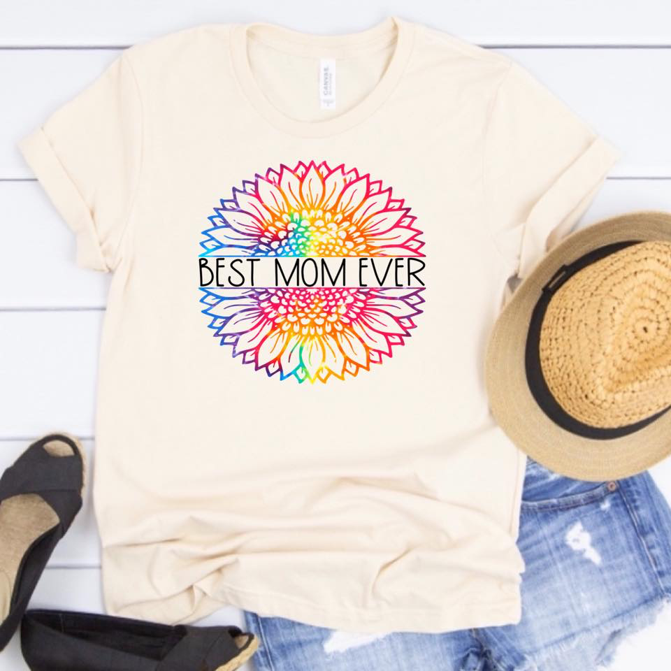 Best Mom Ever w/ Rainbow Sunflower