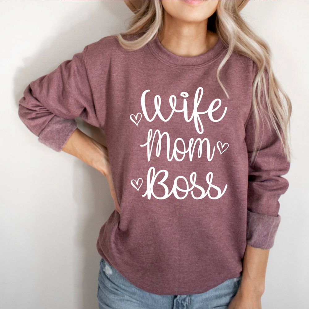 Wife. Mom. Boss. - White Ink