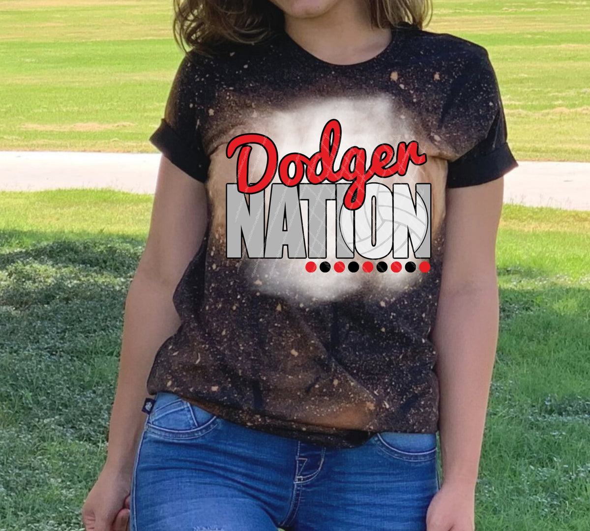 Dodger Nation w/ Volleyball - Red & Black Text - 13 Color Options