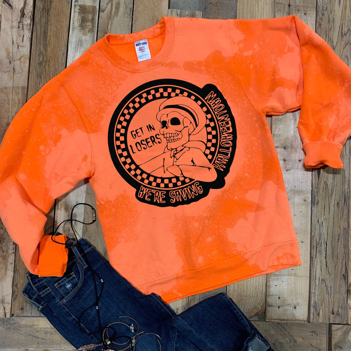 Get In Losers We're Saving Halloweentown (Full Front) - Black Ink