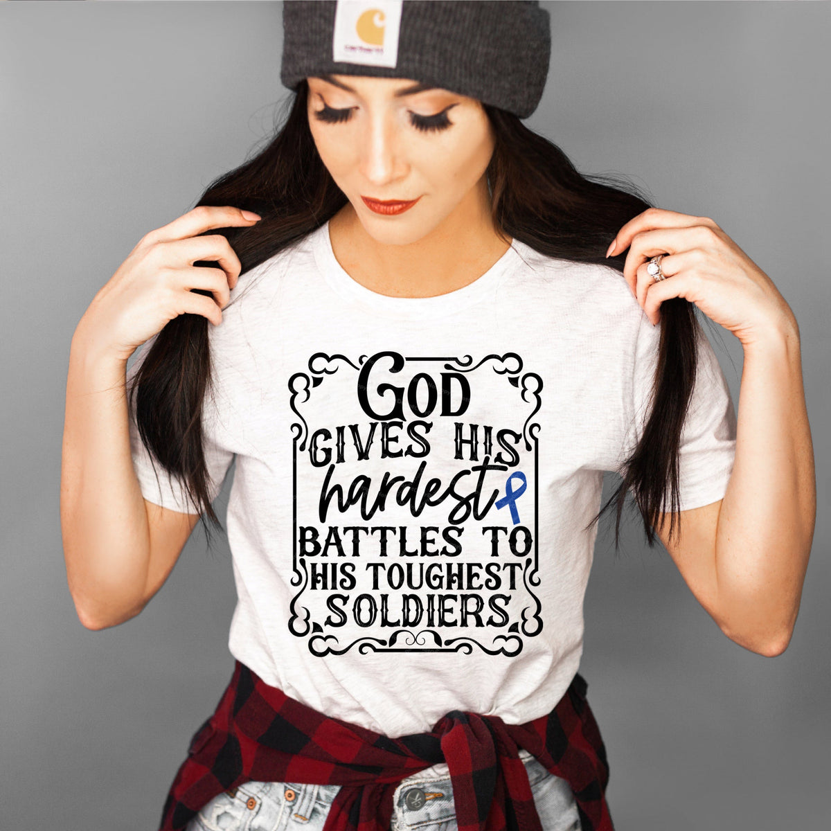 God Gives His Hardest Battles To His Toughest Soldiers w/ Ribbon