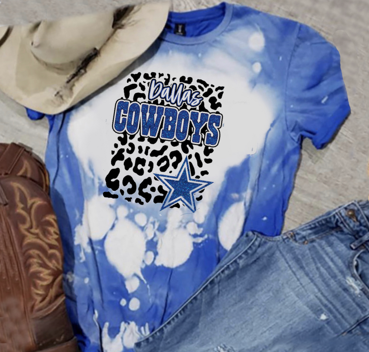 Cowboys w/ Black Leopard & Glitter Star WITH DALLAS