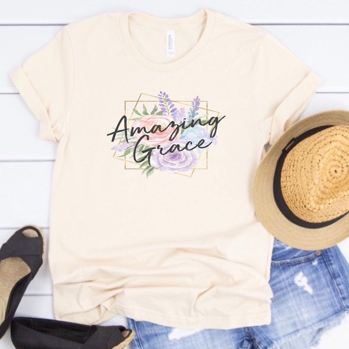 Amazing Grace w/ Floral Background
