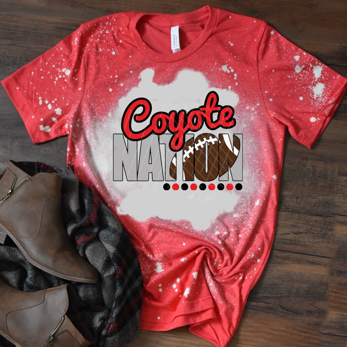 Coyote Nation w/ Football - Red & Black Text - 13 Color Options