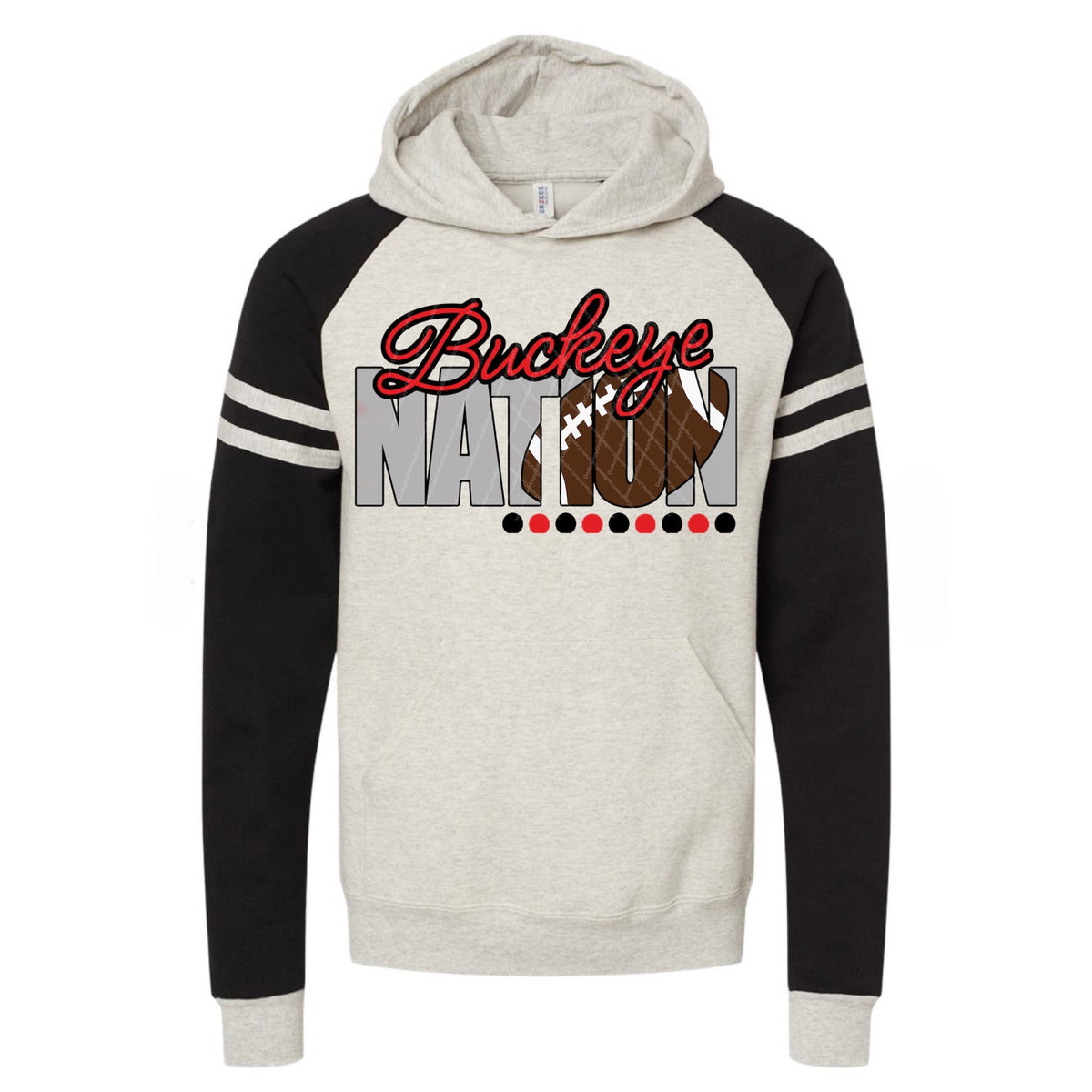 Buckeye Nation w/ Football - Red & Black Text - 14 Color Options