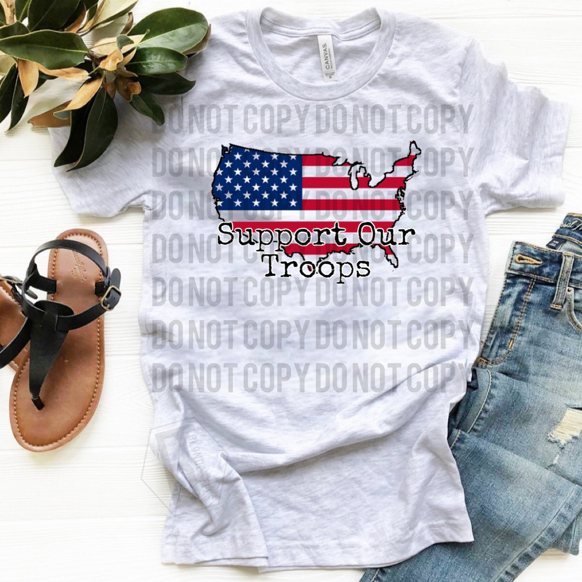 Support Our Troops w/ Red White Blue