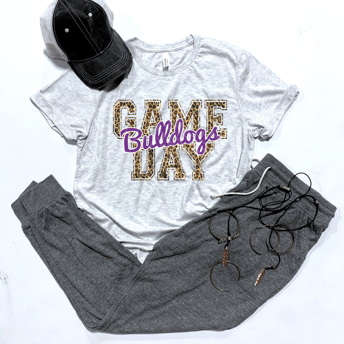 Bulldogs Game Day w/ Purple & Leopard Print - 12 Color Options