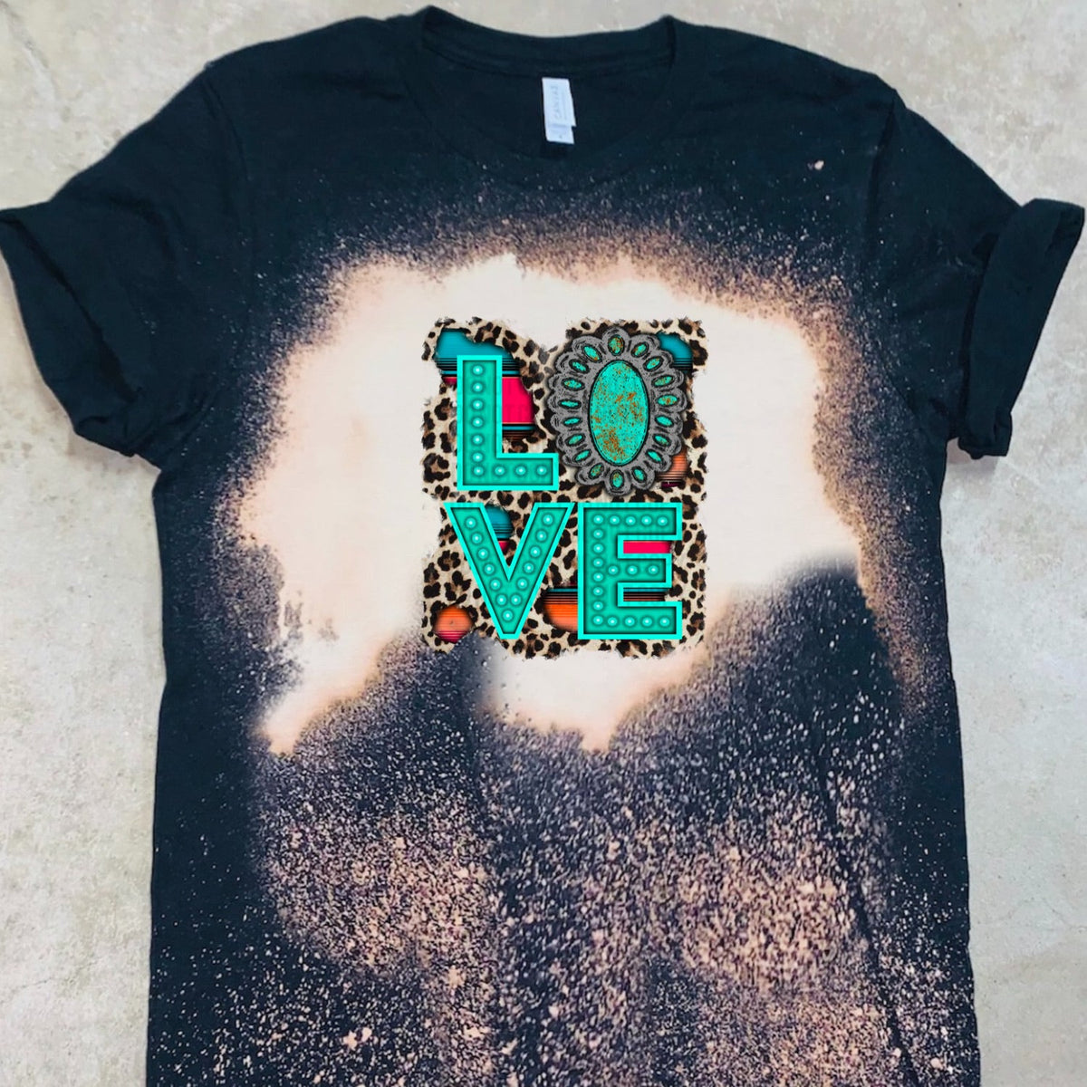 Love w/ Turquoise Leopard & Serape Background